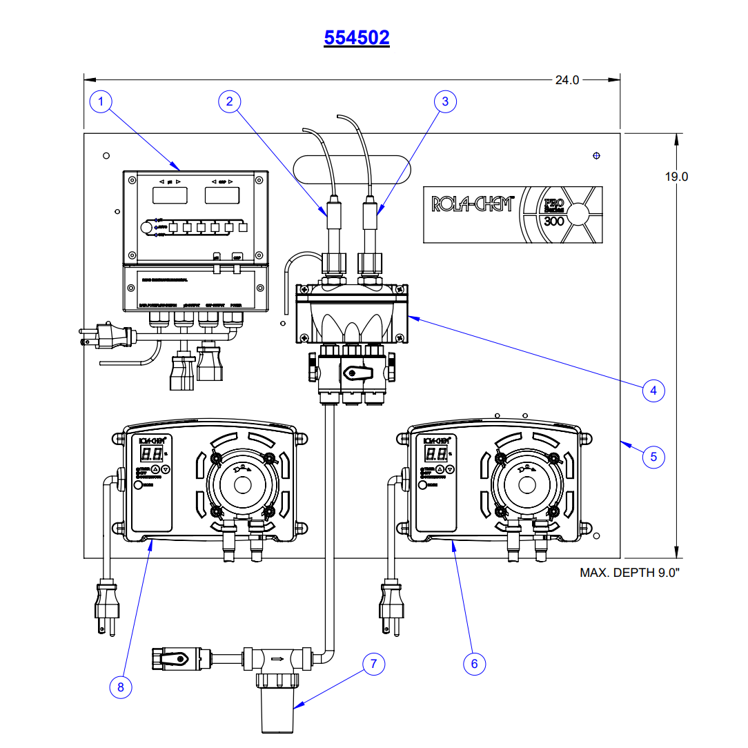 POOL360 Digital Controller with (2) 1 GPD Peristaltic Pumps