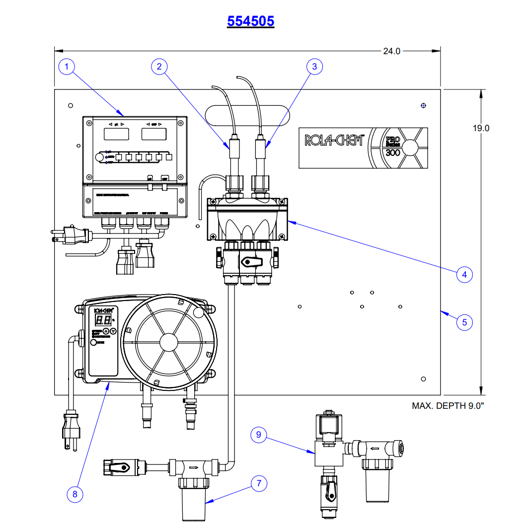 POOL360 Digital Controller with 12 GPD Peristaltic Pump and Solenoid Kit