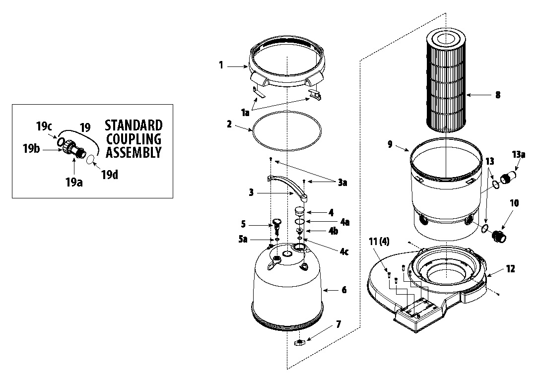 POOL360 100 SqFt Gray Clearwater Cartridge Filter System 1HP