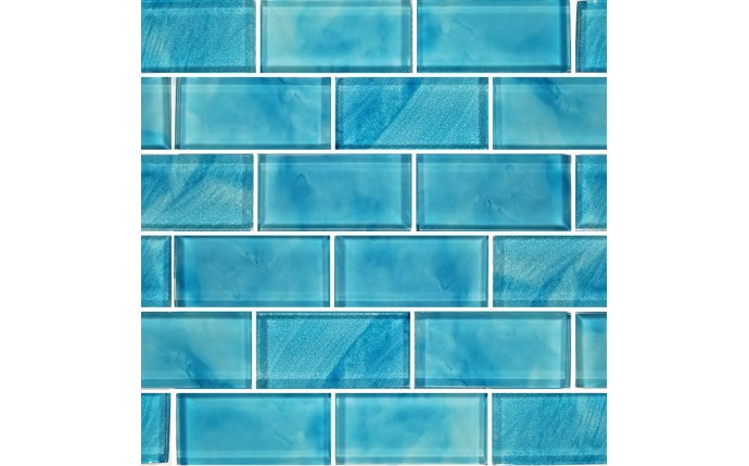 Pool360 2 X 4 Subway Glass Tile Blends Stratus Aqua