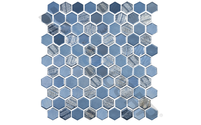 National Pool Tile Cobalto Sea Glass Hexagon